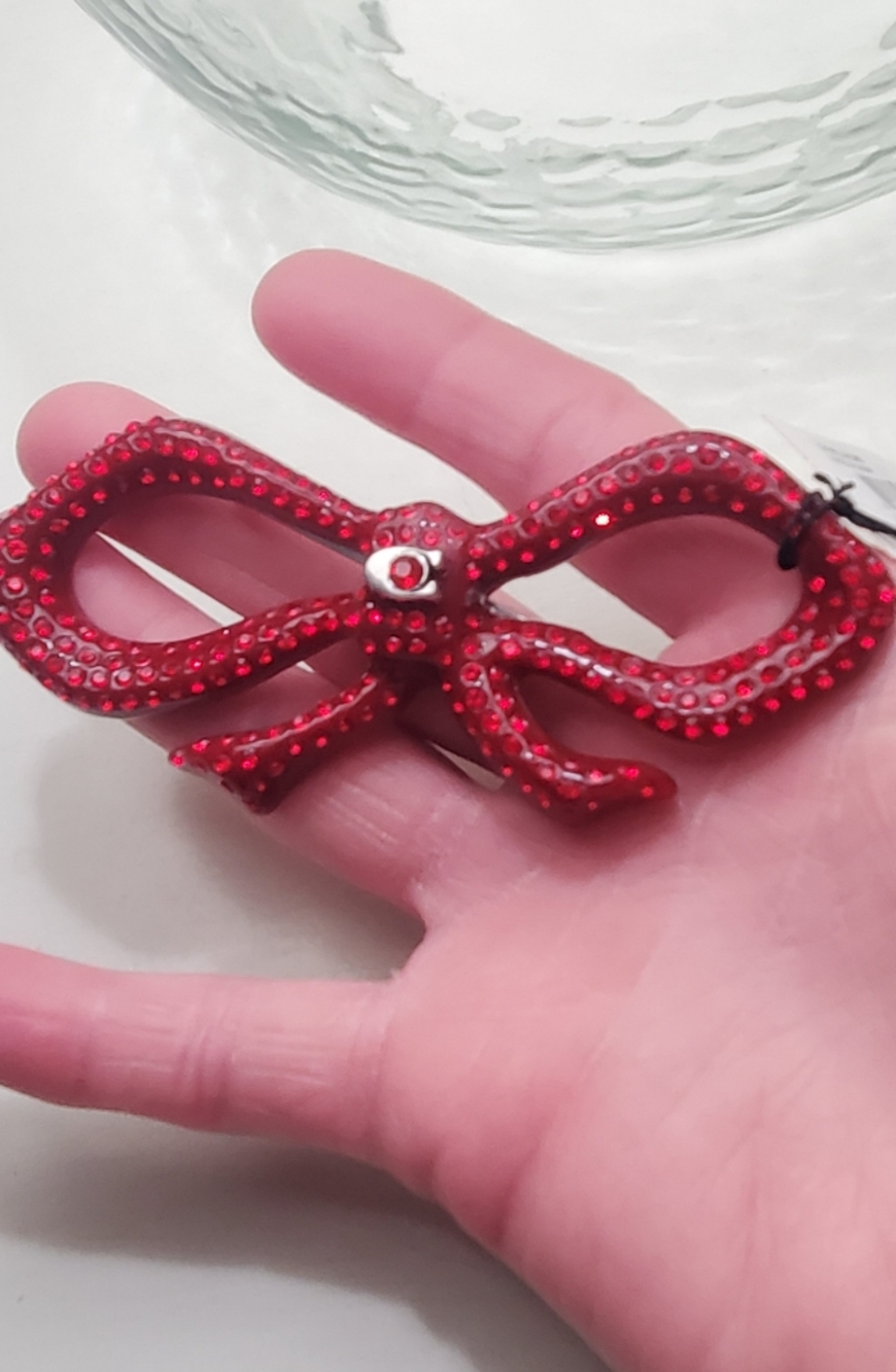 Coach Red Crystal Bow Hair Clip - Picture 3 of 3